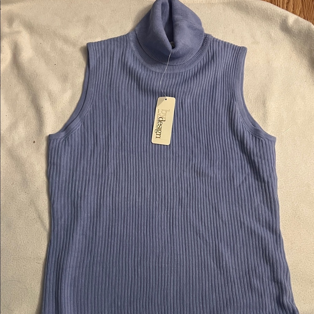 By Design Blue Ribbed Turtleneck Top